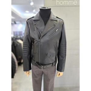 바쏘옴므 세이브존03 바쏘옴므 24F/W 블랙 비건레더 벨티드 더블라이더 블루종점퍼 WSAGY3GU39ABKA