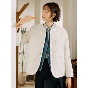 [빈폴레이디스] 트위드 미디엄 패딩 재킷 아이보리 (BF5138C020)