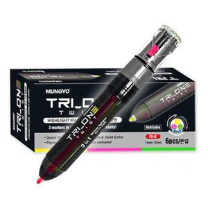 문교 3색 형광펜 1상자 6개입