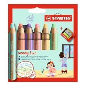 스타빌로 우디 3in1 파스텔 색연필 6색 세트