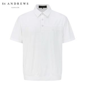 [세인트앤드류스] 남성 솔리드 로고 레터링 칼라 반팔 티셔츠
