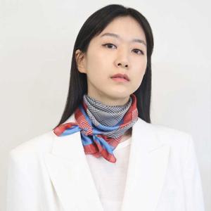 쁘띠 봄 스카프 글렌 체크 모던 블루 사각 목수건 코
