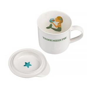 TMT 북유럽 일러스트 뚜껑 머그컵 400ml 인어 도자기 머그잔