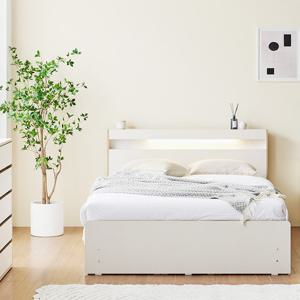 헤이몰리 쑥쑥 LED 조명 스퀘어형 슬라이딩 수납 침대 Q