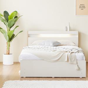 헤이몰리 쑥쑥 LED 조명 스퀘어형 서랍 수납 침대 Q