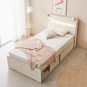 헤이몰리 쑥쑥 LED 조명 라운드형 슬라이딩 수납 침대 SS