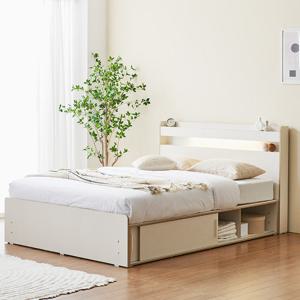 헤이몰리 쑥쑥 LED 조명 라운드형 슬라이딩 수납 침대 Q 7존 독립 매트