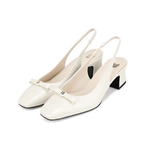 [바바라(슈즈)]소가죽 B골드 리본 장식 여성 슬링백_BBI201IV