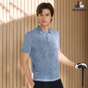 [블랙앤화이트] 남성 꽃스카시 반팔 스웨터 2715GZKA_BLUE