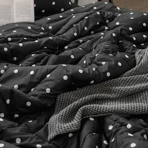 해피니 이불 도트 세미마이크로 차렵이불 퀸 Q (블랙)