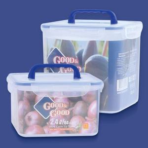 굿앤굿 손잡이 밀폐용기 2.4L 반찬 김치통 야채보관통 김치보관통 김치용용기 김치용기 밀폐용기 김치보관
