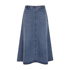 [올리브데올리브]배색 스티치 롱 플레어 데님 스커트 OJ5MS273