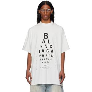 발렌시아가 티셔츠 오프 화이트 옵티컬 오버사이즈 티셔츠 251342M213028