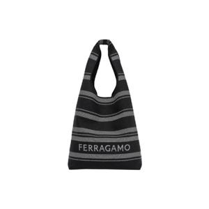 페라가모 토트백 블랙 옵틱 화이트 241357-765639