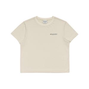 디스커버리 여성 프레시벤트 워싱 크롭 캠핑 핸드드로잉 그래픽 반팔티셔츠 DWRS98053IVD