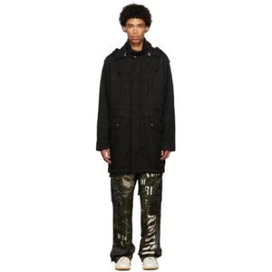 아미리 코트 블랙 퀼팅 피쉬테일 파카 222886M176001