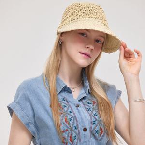 FOCUS  심플 썬바이저 라피아 햇 PBVFF5M1AC9030