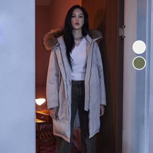[버커루]여성 롱기장 라쿤 야상 다운점퍼 B234DW740P