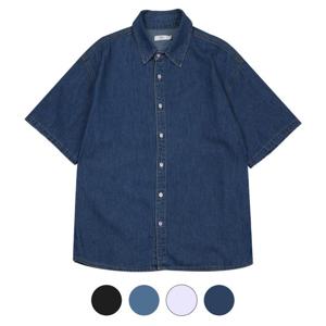 [파파브로]편안한핏 워싱 데님 반팔 셔츠 SQ-SHH-9001