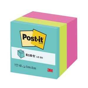 아트박스/오피스큐 3M 포스트잇 노트 큐브 아쿠아 3색 AQNGFC