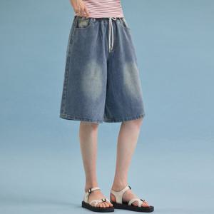 FOCUS  스트링 밴딩 데님 버뮤다 팬츠 PBBF5M1PT7471