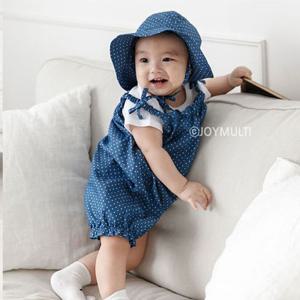 도트점프슈트모자세트203205 아기우주복 롬퍼 바디수트 백일옷 아기옷 유아옷 신생아옷 유아복 돌복 실내복