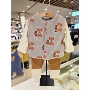 [블루독베이비] 25 FW(OT)너구리 베스트 3SET(45A1361101)신생아 백일 돌 선물 조카 출산 아가옷 등원 (45A