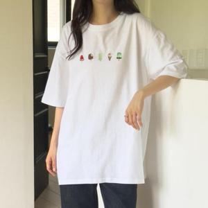 빅사이즈 507 스윗콘유넥박시티셔츠 DGOU833