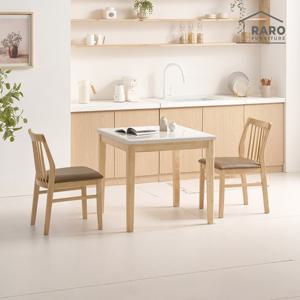 라로퍼니처 디어 800 천연 대리석 2인 원목 식탁 세트 (식탁+의자2)