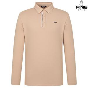 [핑골프][양말증정]남성 배색 포인트 카라 긴팔 티셔츠 111E3TO002_BG