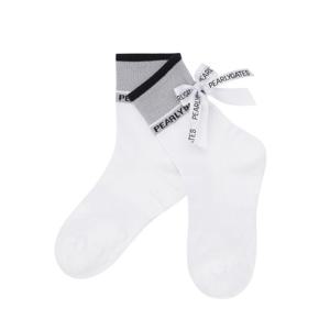 여성 배색 백 리본 논슬립 중목 양말 521E3SC004WH
