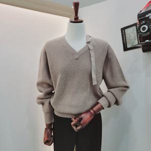 [비지트인뉴욕]스트랩 브이넥 니트 시보리 탑 티셔츠 VAALK21_US