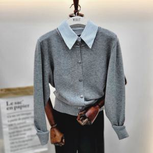 [비지트인뉴욕]카라배색 니트가디건  VB1GD621_US