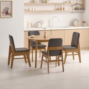 라로퍼니처 로망 원형 1000 고무나무 원목 식탁 세트 (식탁+의자4)