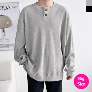 [파파브로]남성 빅사이즈 버튼 골지 맨투맨 DM-TSA-QTTA2042