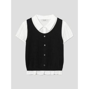 (165851AQ25) [에잇세컨즈] 니트패치 블라우스  블랙