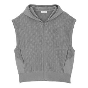 조직 믹스 후드 풀집업 니트 베스트 VLKVP802