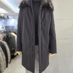 [바쏘]남자 겨울 블랙 후드 폭스FUR 구스다운 WSAFY4UB69A