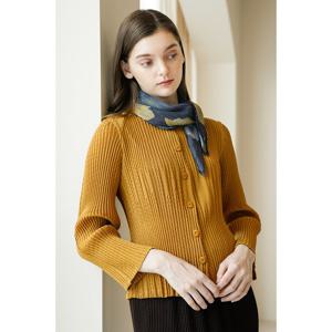 [요이츠]겹주름 프릴 라운드 플리츠 자켓 머스타드_YJ08WNPJK04