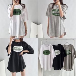 데일리 의류 빅사이즈여성의류 NS 오버핏 레일로드박스언발롱티 (K884H504)