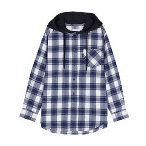 [뱅뱅]여성 후드 체크 긴팔 남방 (NSL638)