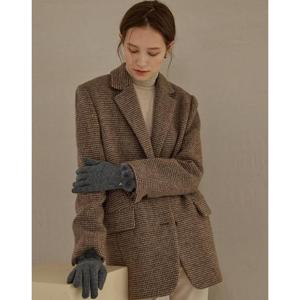 [헤지스] HIGV5F006G2_여성 그레이 밍크 퍼 퍼피로고 장식 울 장갑