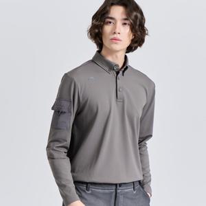 챌린저 남성 리파인드 포켓삼각링 카라 긴팔 티셔츠 카키베이지_CHE3MLT5317KB