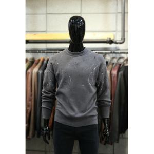 [빠니깔레]MARIO스플레시페인팅 그레이 오버핏골지니트 m-init56gr