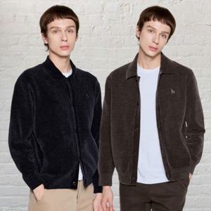 헤지스  25FW  2컬러 택1   남성 셔닐 니트 트러커 가디건 HZSW5D205
