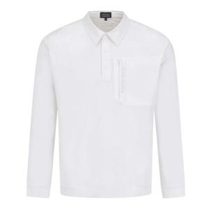 [파리게이츠]511E3TO202_WH-남성 우븐 믹스 하프 버튼 카라 티셔츠-(25년가을)