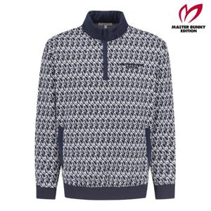 마스터바니  (411D3TR207) 남성 로고 패턴 반집업 후드 내장 티셔츠