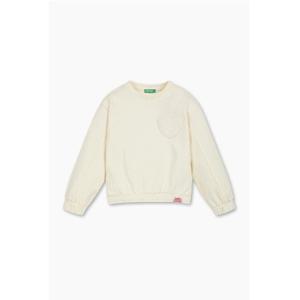 [베네통 키즈] 하트 자수 맨투맨 3NBMG10K2CR_크림