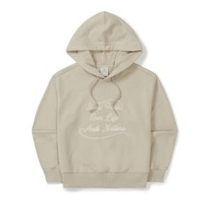 스노우피크 W 레터링 세미크롭 후드 티셔츠 B1 S25FWFHD63 BE DC SE