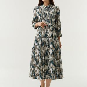 [비꼴리끄(여성)]코튼 핀턱 라운드카라 원피스 B242WO1060